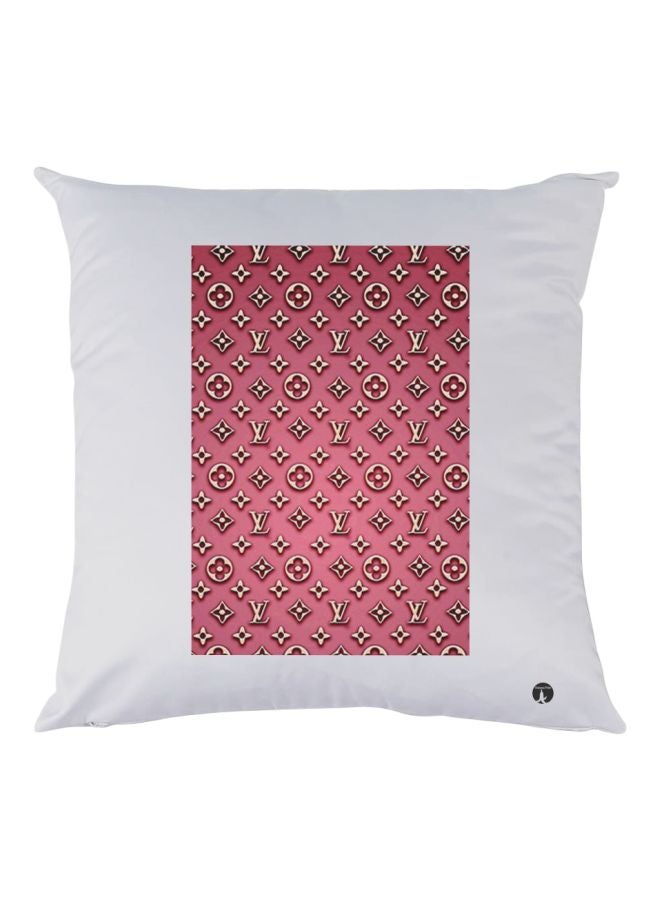 بي بي وسادة ديكور مزينة بطبعة لتصميم أبيض/ وردي 30x30سم