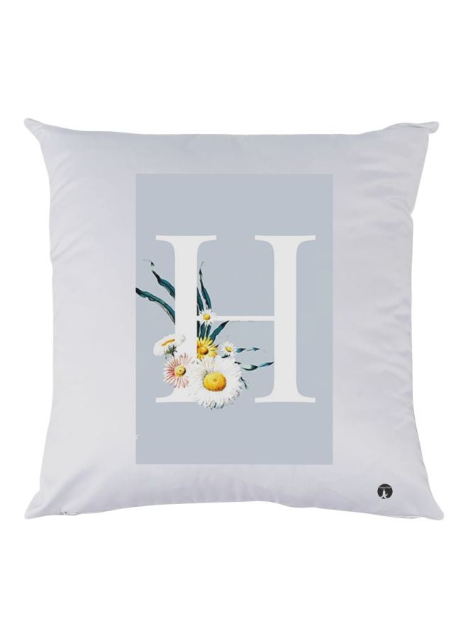 BP H Letter Printed Pillow White/Blue/Yellow 30x30cm