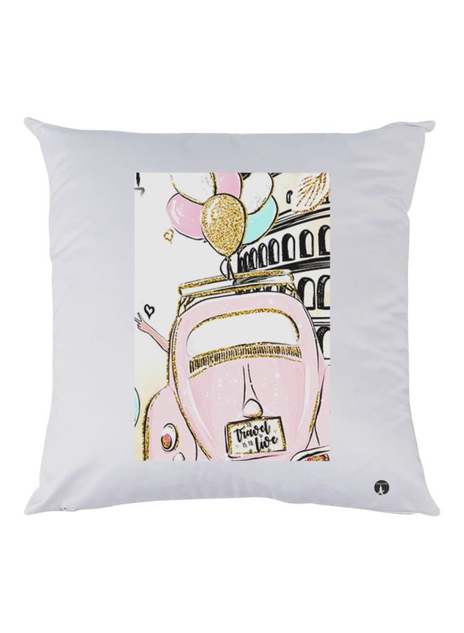 BP Travel Life Printed Pillow White/Pink/Black 30x30cm