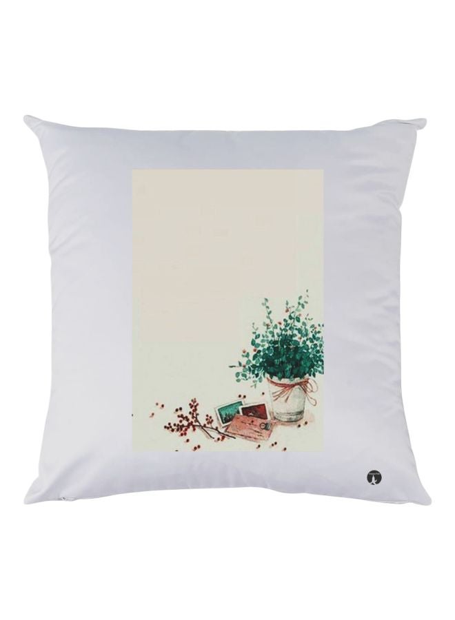 BP Flowers And Leaves Printed Pillow White/Yellow/Green 30x30cm