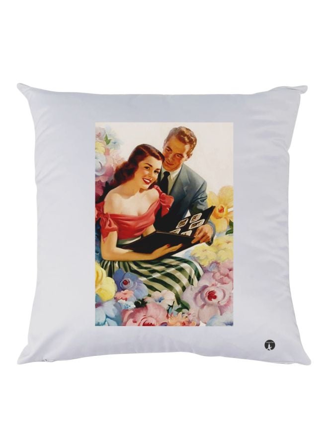 بي بي وسادة بطبعة رجل وامرأة أبيض/بيج/أزرق 30x30سم