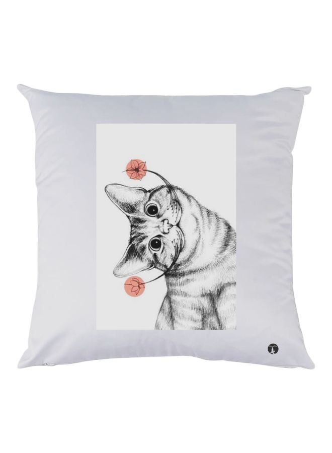 BP Cat Printed Pillow White/Black/Pink 30x30cm