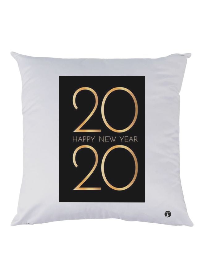بي بي وسادة تزيين للعام الجديد مطبوع عليها عبارة "2020" أبيض/أسود/ذهبي 30x30سم