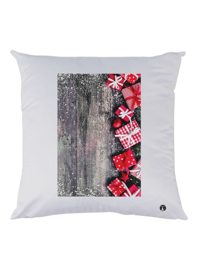 بي بي وسادة زينة بطبعة صناديق هدايا أبيض/بني/أحمر 30x30سم