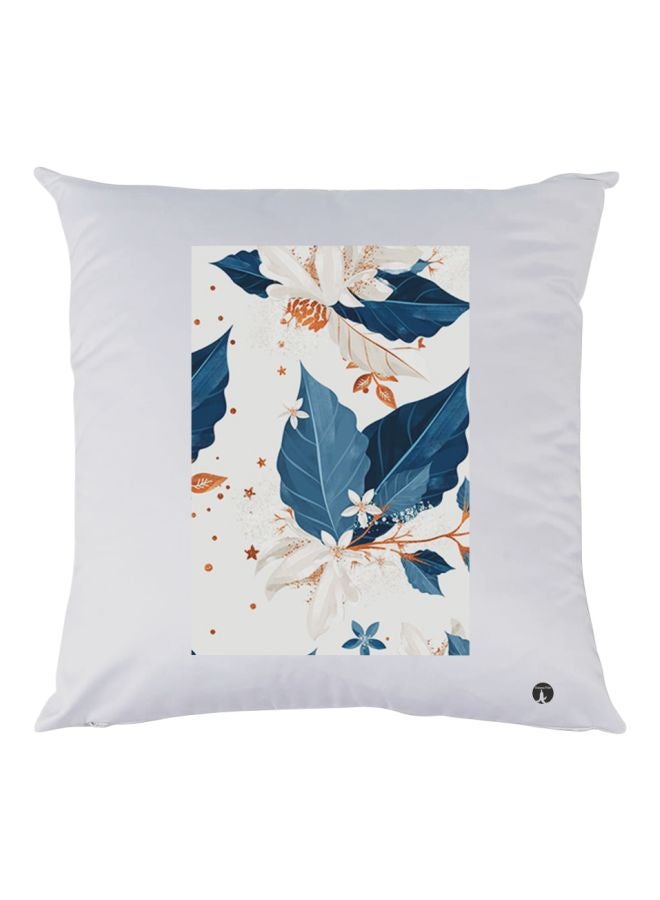 بي بي وسادة ديكور مزينة بطبعة زهور أبيض/أزرق/برتقالي 30x30سم