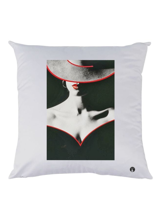 BP Girl Printed Decorative Throw Pillow White/Grey/Black 30x30cm
