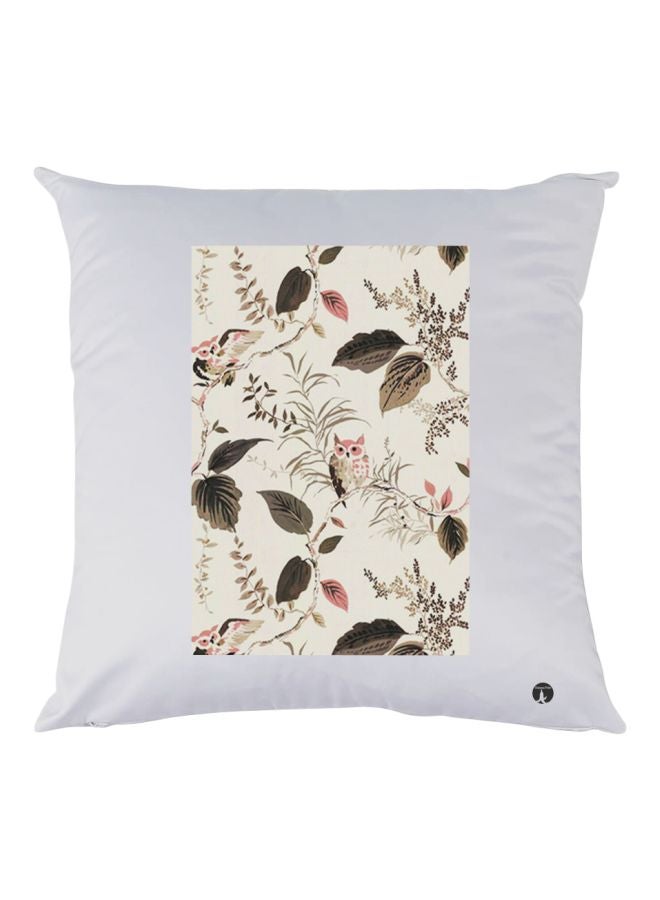BP Owl Printed Decorative Throw Pillow White/Grey/Pink 30x30cm