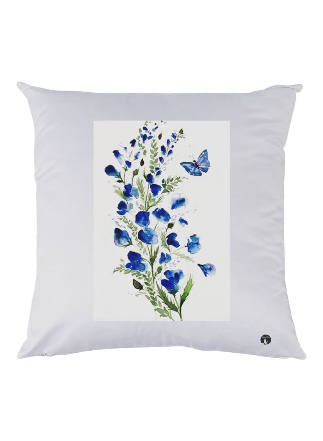 بي بي وسادة ديكور مزينة بطبعة زهور أبيض/أزرق/أخضر 30x30سم