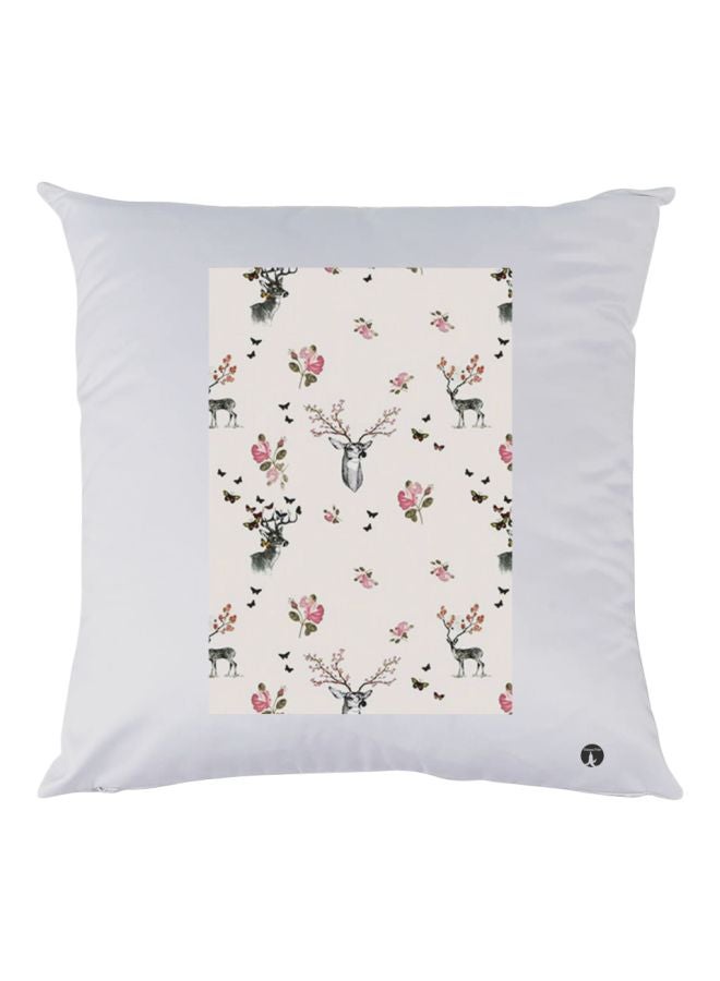 BP Dear Printed Decorative Throw Pillow White/Grey/Pink 30x30cm