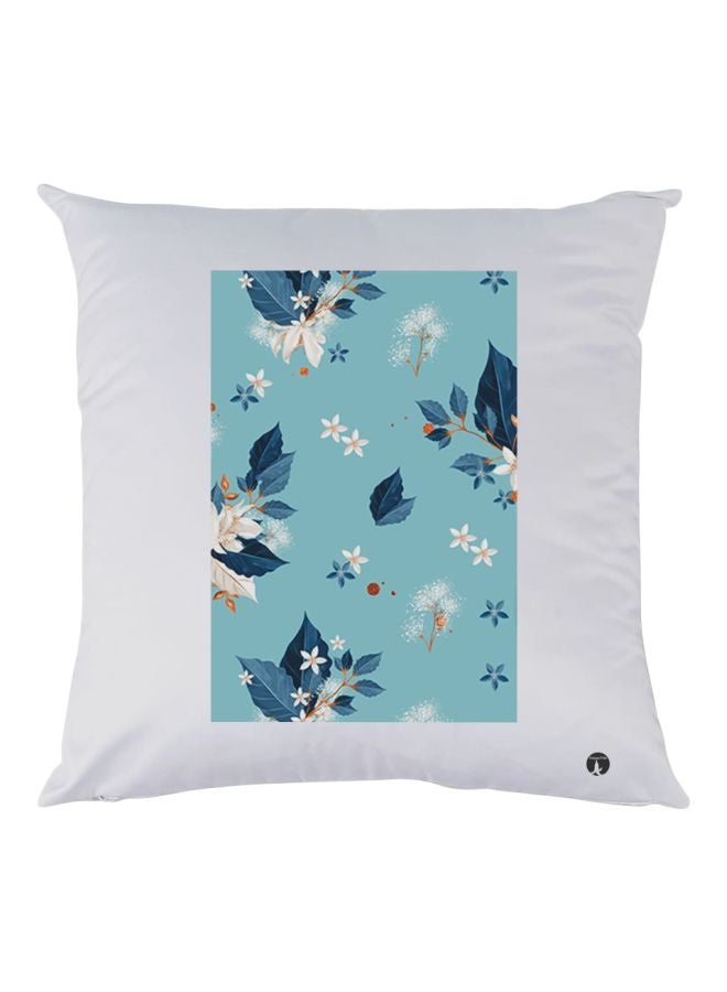 BP Floral Printed Decorative Throw Pillow White/Blue/Orange 30x30cm