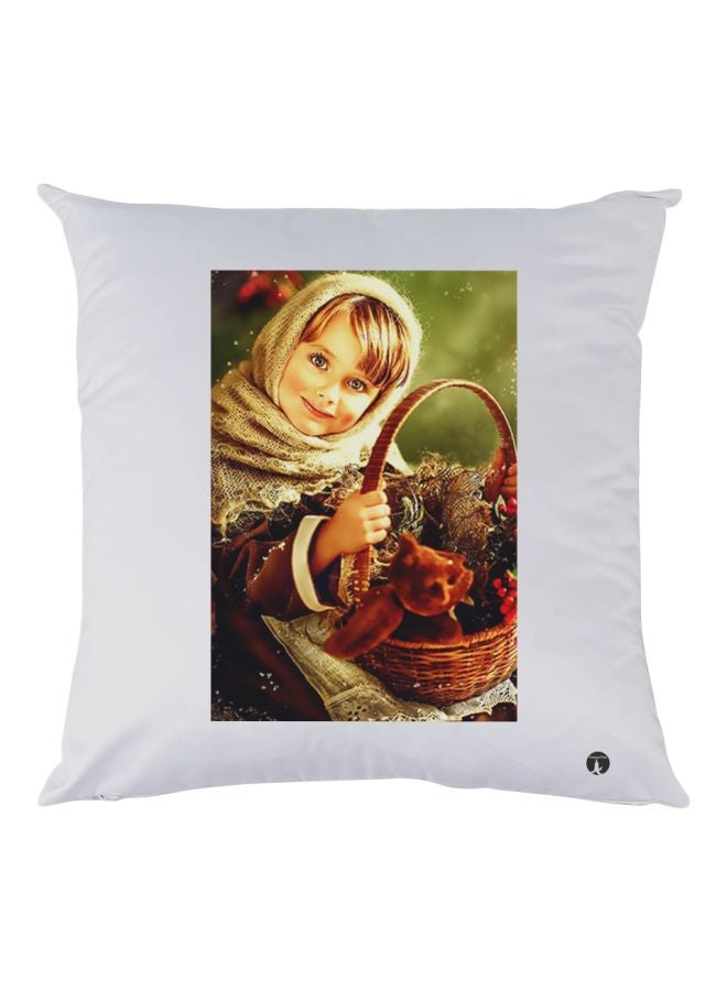 BP Girl Printed Decorative Throw Pillow White/Brown/Green 30x30cm