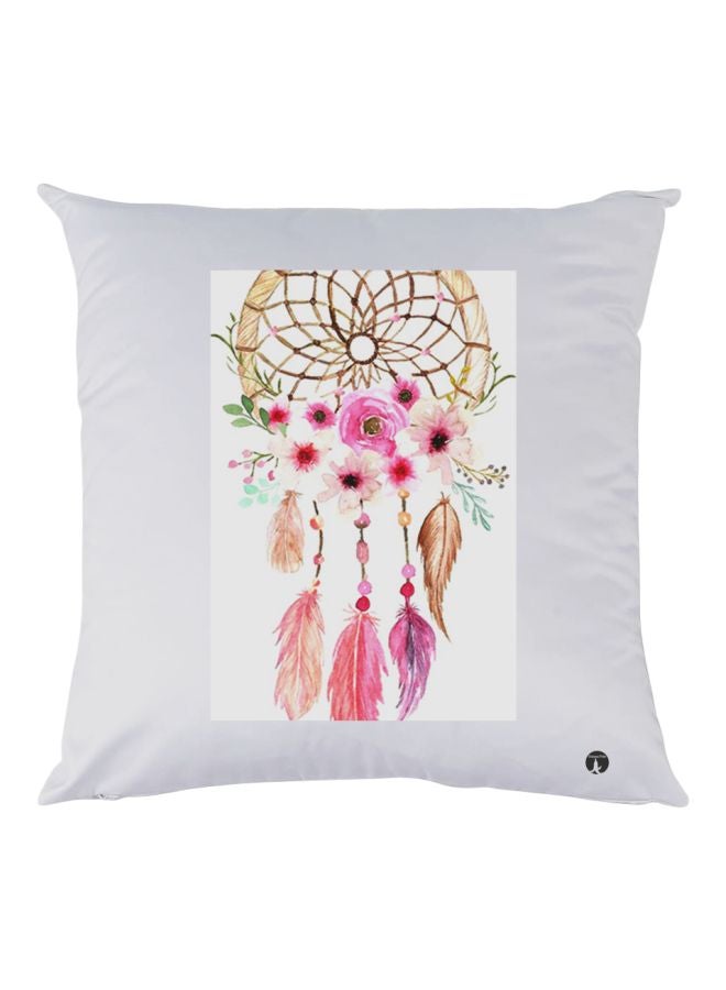 BP Dream Catcher Printed Decorative Throw Pillow White/Pink/Purple 30x30cm