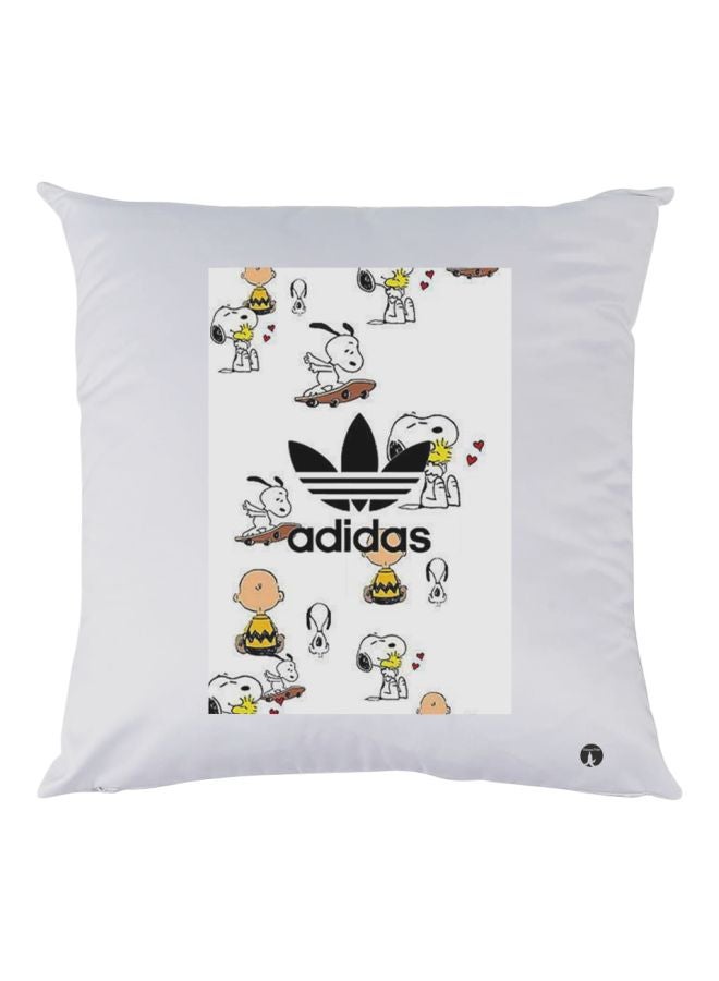 BP Adidas Printed Decorative Throw Pillow White/Black/Yellow 30x30cm