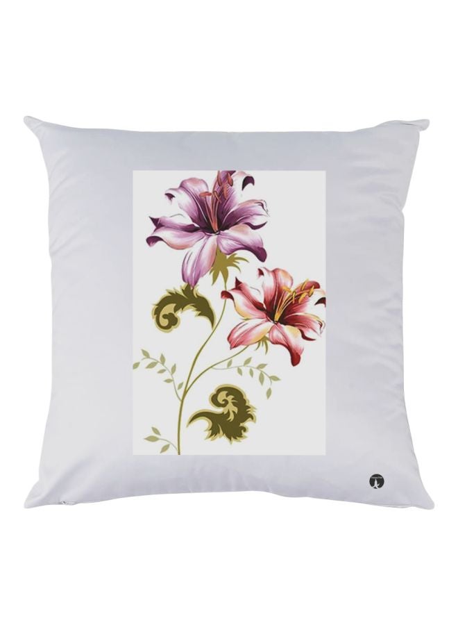 بي بي وسادة ديكور مزينة بطبعة زهور أبيض/أرجواني/وردي 30x30سم