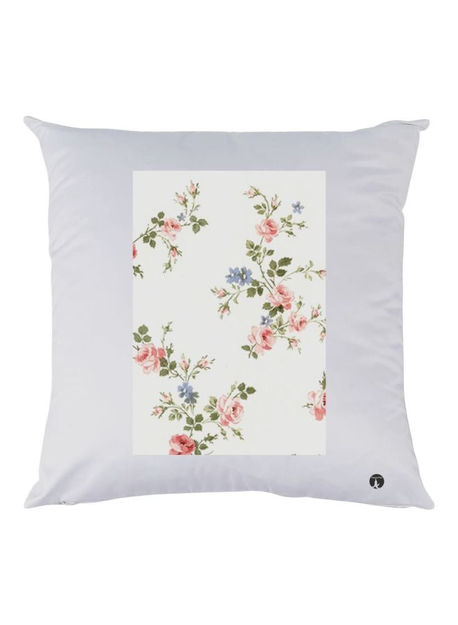 BP Roses Printed Throw Pillow White/Pink/Green 30x30cm