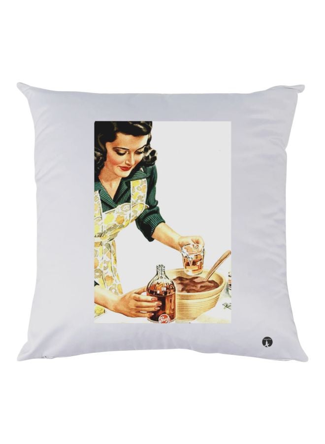 بي بي وسادة زينة بطبعة على شكل سيدة أبيض/أخضر/أصفر 30x30سم