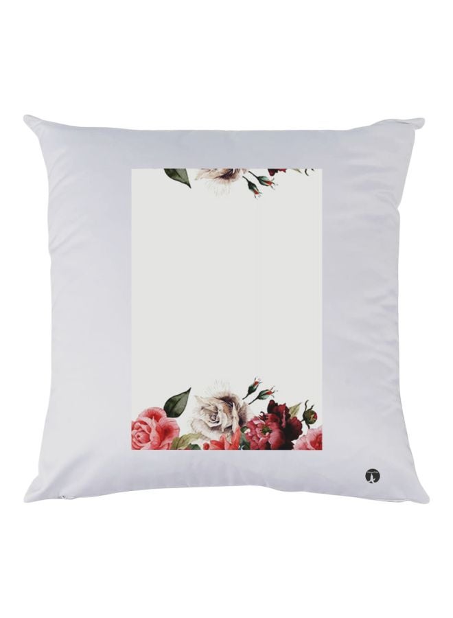 بي بي وسادة زينة مطبوع عليها رسمة ورود أبيض/وردي/أخضر 30x30سم
