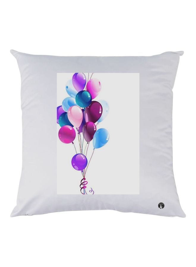 BP Balloons Printed Throw Pillow White/Purple/Blue 30x30cm