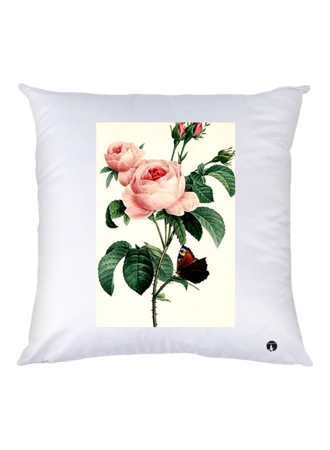 بي بي وسادة ديكور بطبعة زهور أبيض/وردي/أخضر 30x30سم