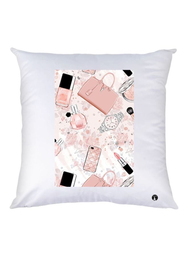 بي بي وسادة زينة بطبعة إكسسوارات أبيض/ وردي 30x30سم