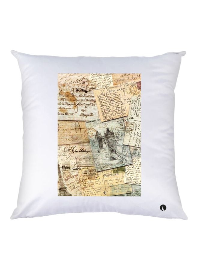 بي بي وسادة زينة بطبعة حروف أبيض/ بيج/ رمادي 30x30سم