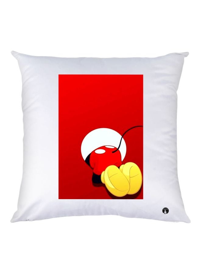 BP Mickey Mouse Printed Decorative Throw Pillow White/Red/Yellow 30x30cm