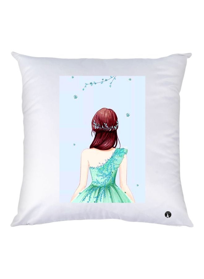 بي بي وسادة زينة للديكور بطبعة فتاة كرتونية أبيض/أخضر 30x30سم