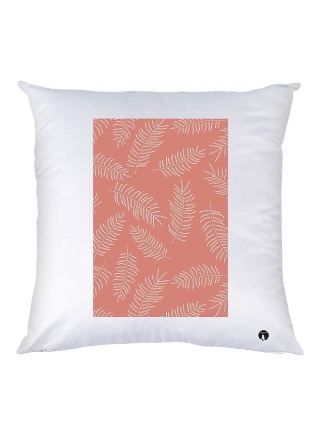 BP Leaves Printed Decorative Throw Pillow White/Pink 30x30cm