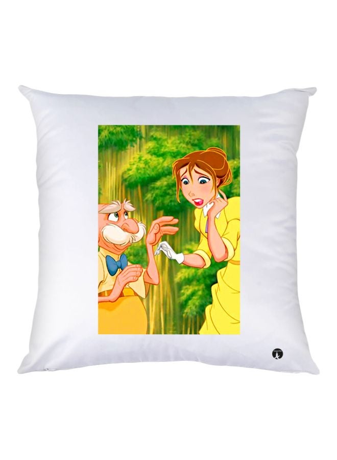BP Cartoon Printed Decorative Throw Pillow White/Yellow 30x30cm