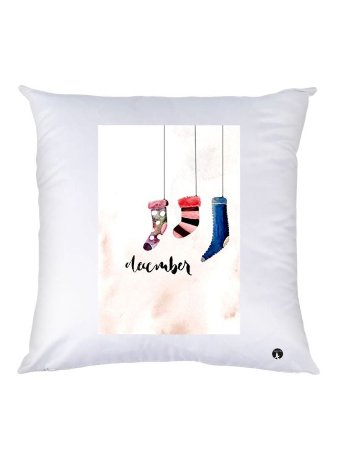 بي بي وسادة زينة بطبعة كلمة "December" أبيض/بيج/أزرق 30x30سم