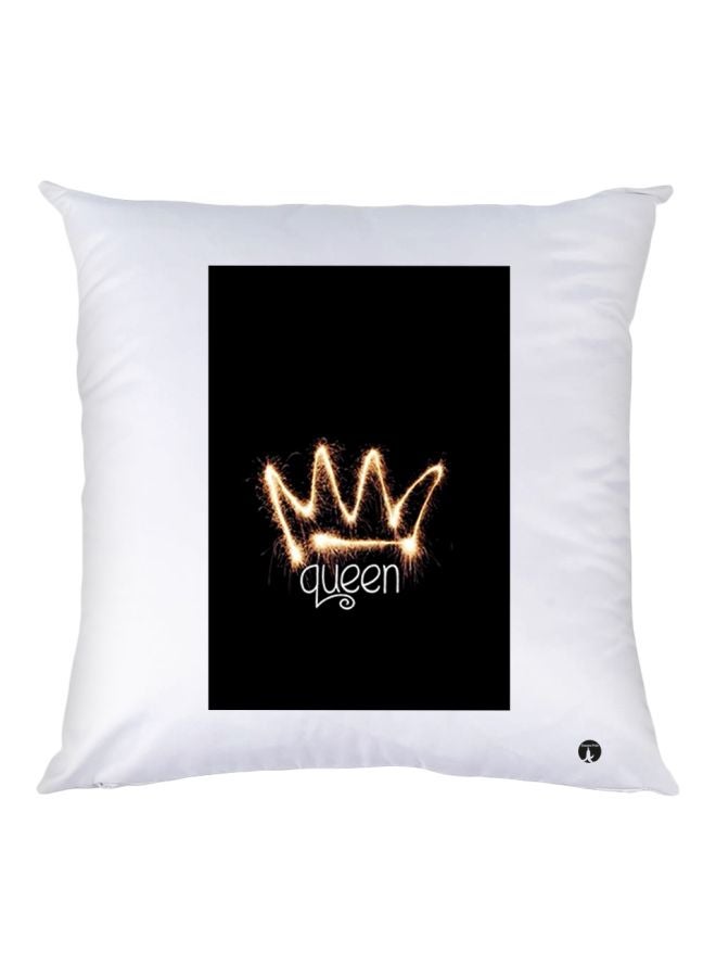 BP Queen Printed Decorative Throw Pillow White/Black/Gold 30x30cm