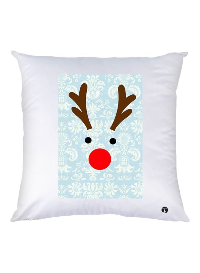 BP Deer Printed Throw Pillow White/Red/Blue 30x30cm