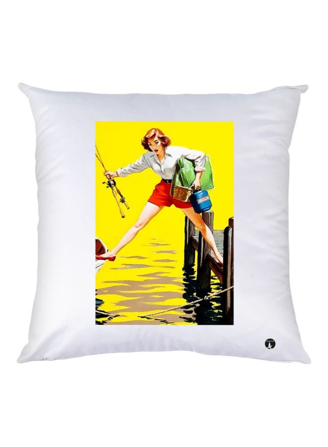 بي بي وسادة زينة بطبعة امرأة أبيض/أحمر/أخضر