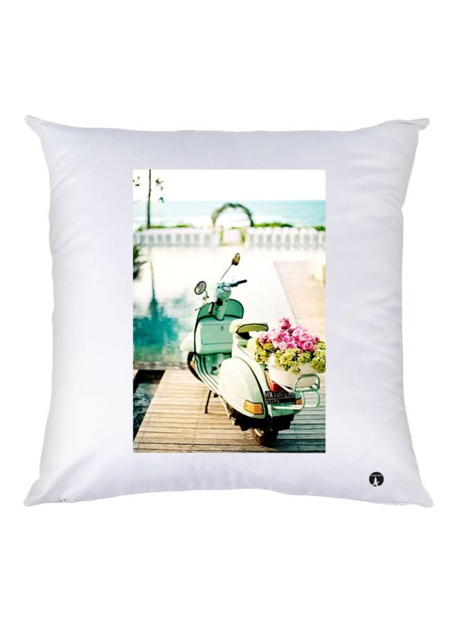 BP Scooter Printed Throw Pillow White/Pink/Green 30x30cm