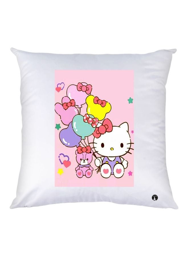 BP Hello Kitty Printed Throw Pillow White/Pink/Green 30x30cm