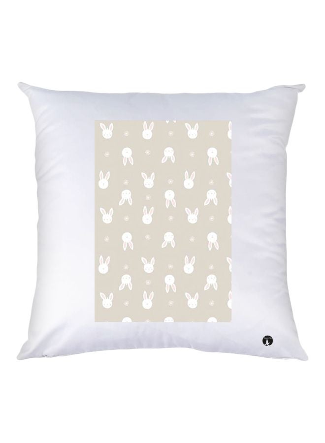 BP Rabbit Printed Throw Pillow White/Beige/Pink 30x30cm