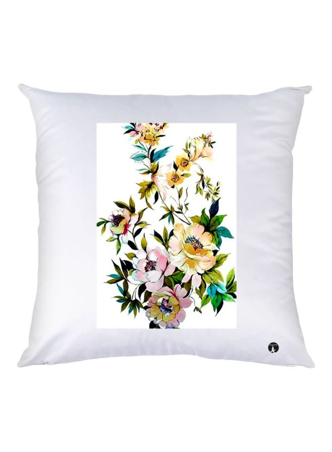 BP Floral Printed Throw Pillow White/Pink/Green 30x30cm