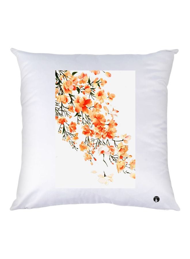 BP Floral Printed Throw Pillow White/Red/Orange 30x30cm