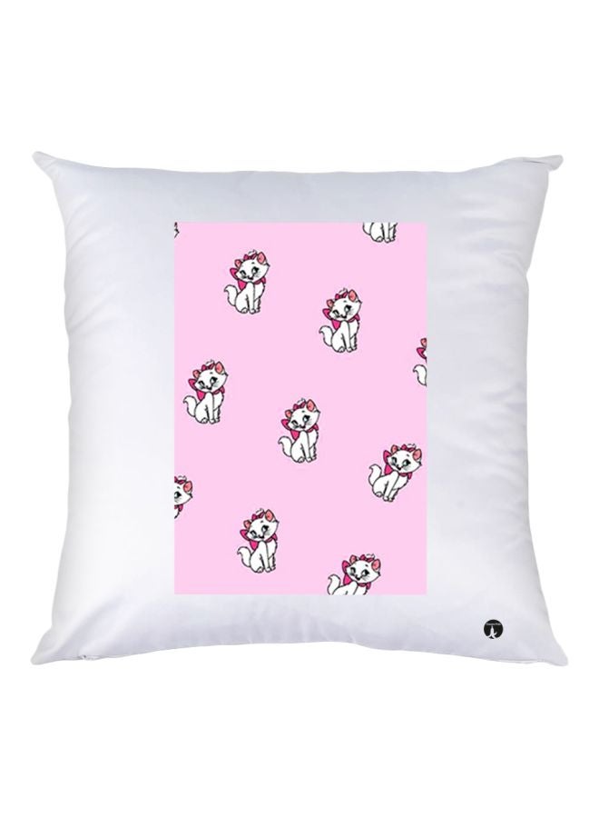 BP Cat Printed Throw Pillow White/Pink/Black 30x30cm