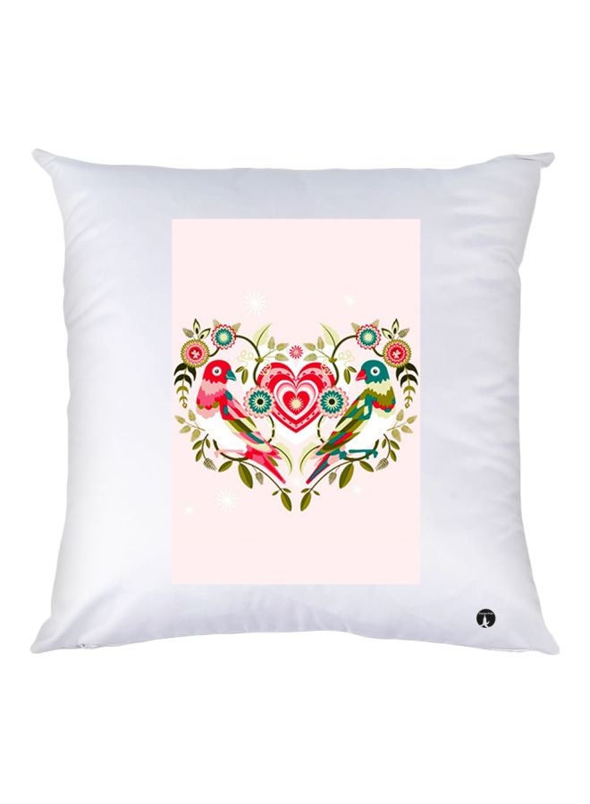 بي بي وسادة زينة بطبعة طائر أبيض/وردي/أخضر 30x30سم