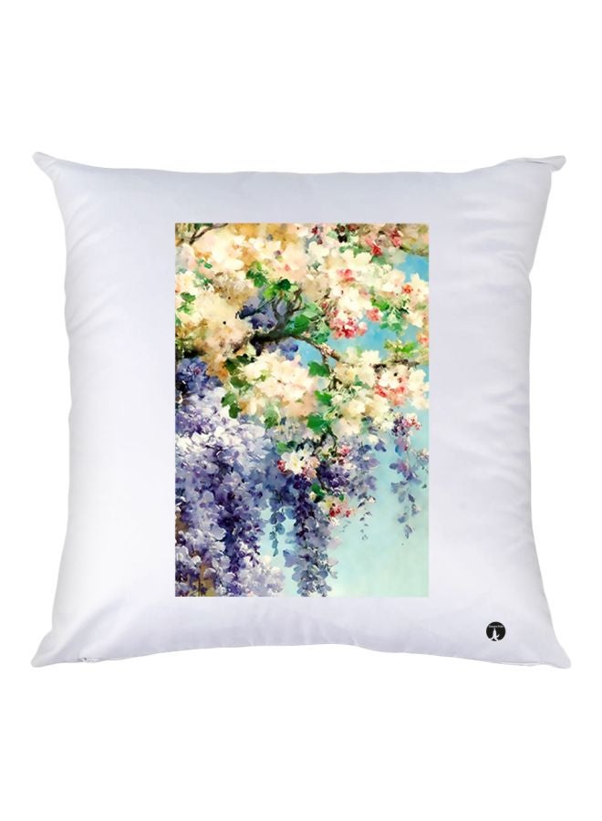 BP Floral Printed Throw Pillow White/Pink/Green 30x30cm