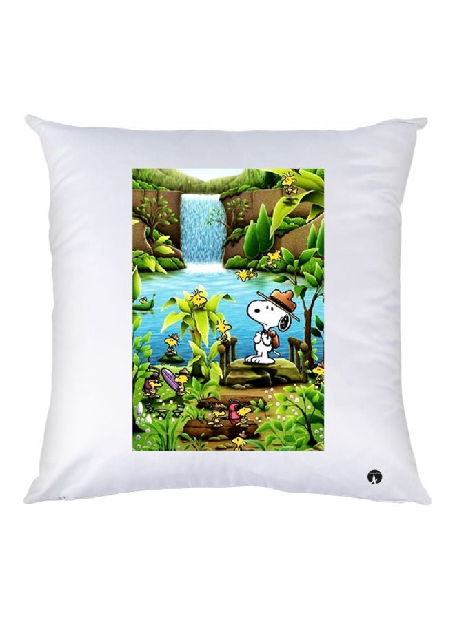 بي بي وسادة زينة مزينة بطبعة رسومات كرتونية أبيض/أزرق/أخضر 30x30سم