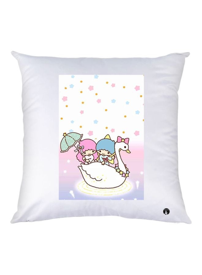 BP Printed Throw Pillow White/Pink/Blue 30x30cm