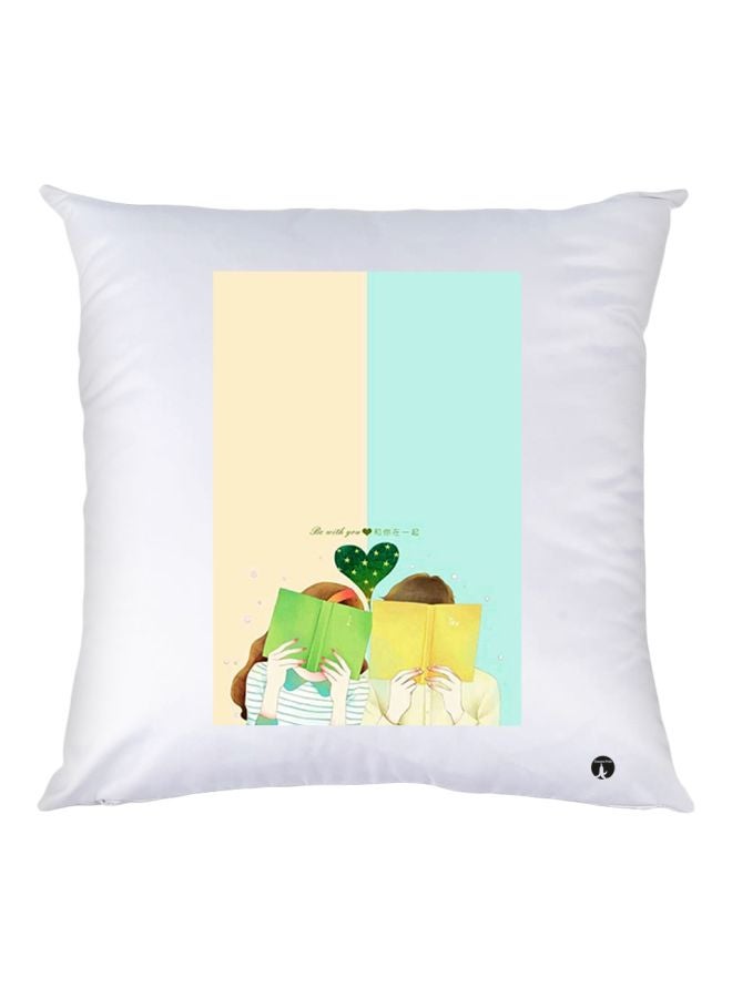 BP Book Printed Throw Pillow White/Green/Yellow 30x30cm