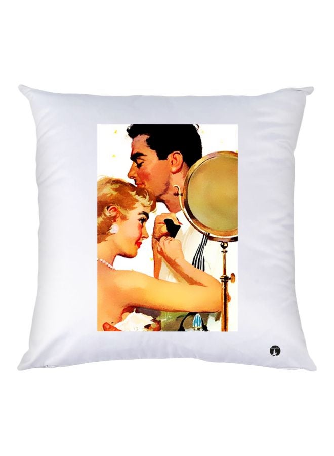 بي بي وسادة ديكور مطبوعة أبيض/ ذهبي/ بني 30x30سم