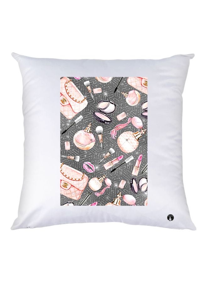 وسادة ديكور مطبوعة أبيض/رمادي/وردي 30x30سم