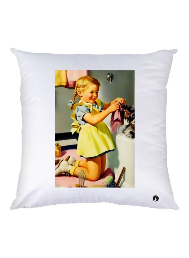 بي بي وسادة ديكور مطبوعة أبيض/أصفر/أزرق 30x30سم