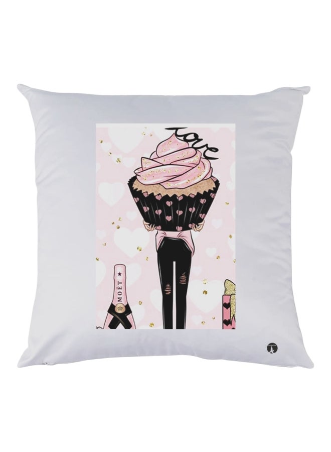 BP Decorative Printed Pillow White/Pink/Black 30x30cm