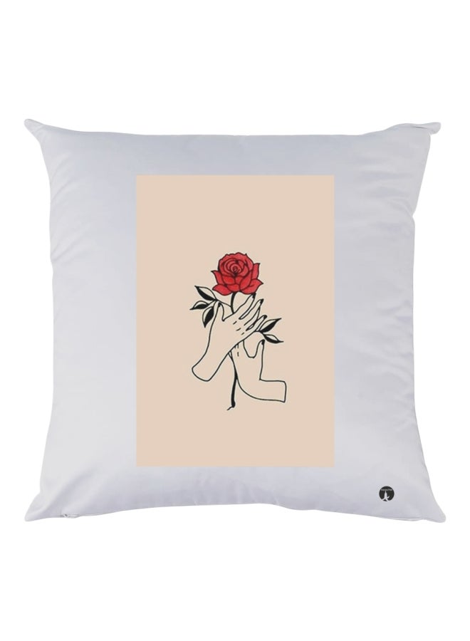 بي بي وسادة ديكور مطبوعة أبيض/بيج/أحمر 30x30سم