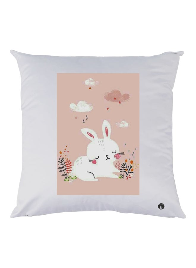 BP Decorative Printed Throw Pillow White/Pink/Red 30x30cm